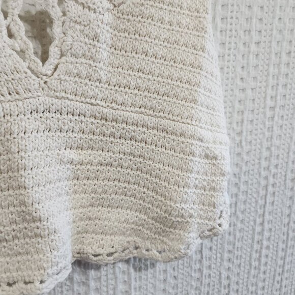 American Eagle Ivory Crochet Knit Crop Top Boho Festival Tank Women’s Size Large - Picture 5 of 11